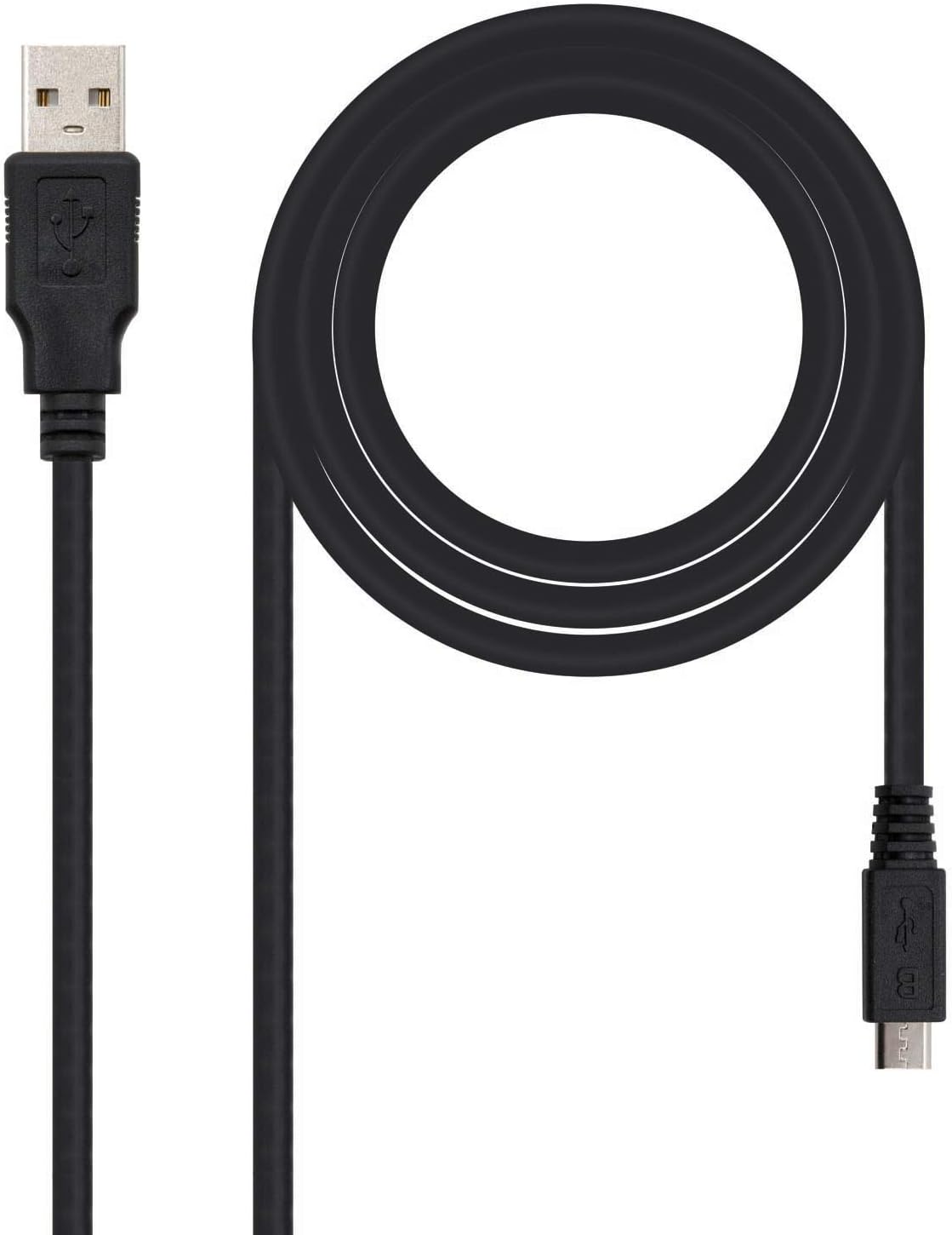 Cavo di Ricarica Micro USB to USB - Cavetto da 1 Metro - microUSB to USB - Nero