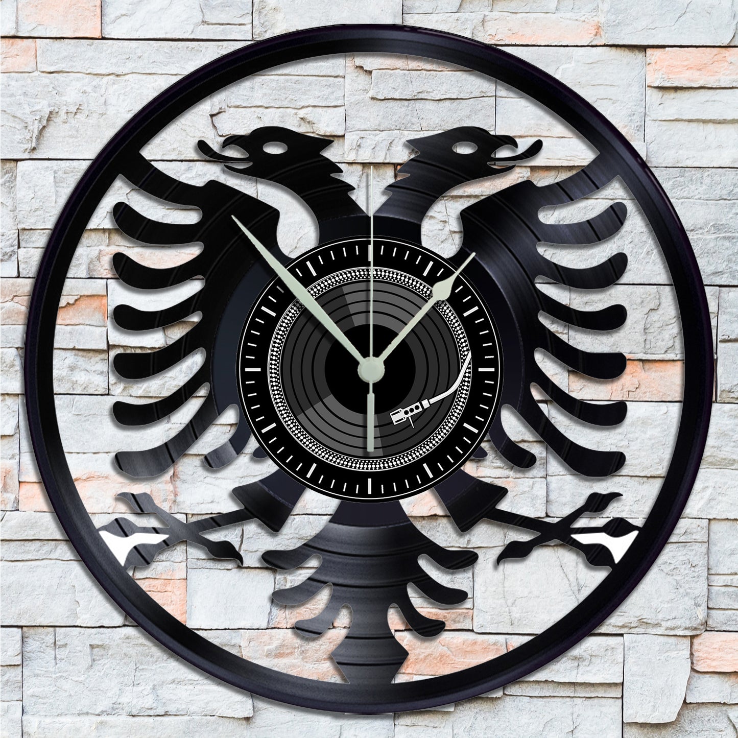 - ALBANIA 🇦🇱 - Orologio da Parete su Disco in Vinile da 33 Giri Realizzato a Mano