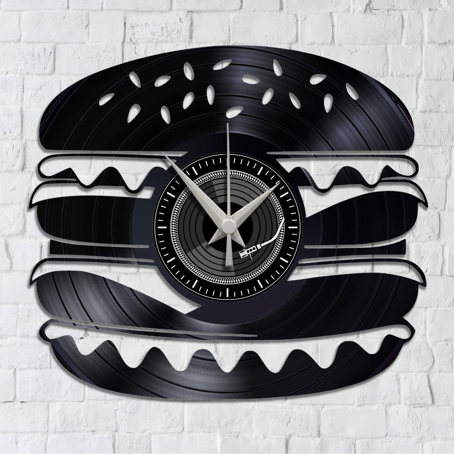 Orologio da Parete su Disco in Vinile da 33 Giri Realizzato a Mano - HAMBURGER -