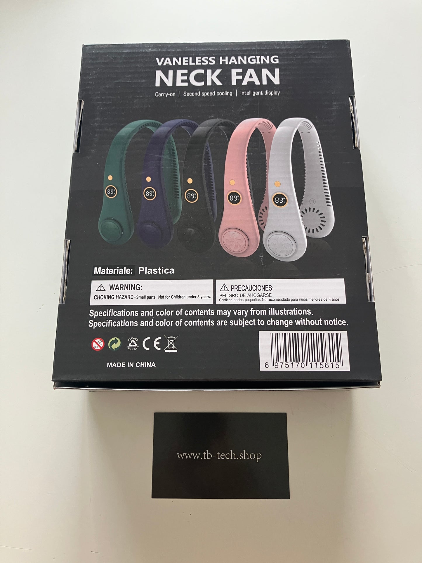 - Ventilatore Indossabile da Collo Portatile USB 5 Velocità - Blu