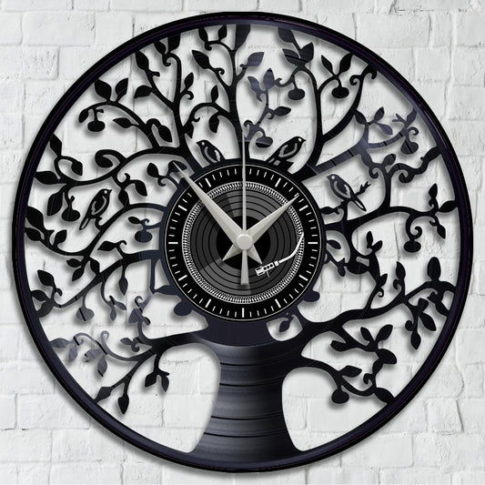 - Orologio da Parete su Disco in Vinile da 33 Giri Realizzato a Mano - ALBERO -
