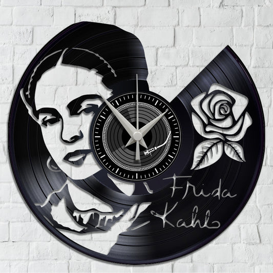 Orologio da Parete su Disco in Vinile da 33 Giri Realizzato a Mano - FRIDA KAHLO