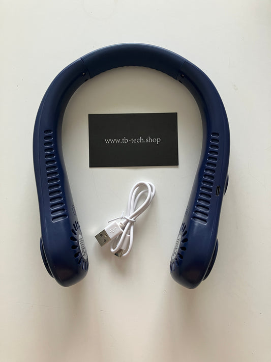 - Ventilatore Indossabile da Collo Portatile USB 5 Velocità - Blu