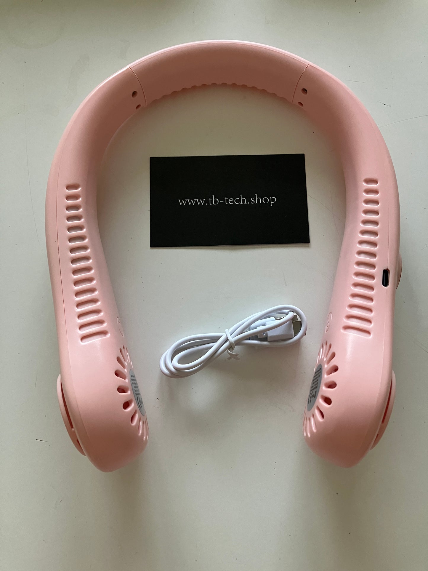 - Ventilatore da Collo Portatile USB Ricaricabile 5 Velocità Mani Libere - Rosa