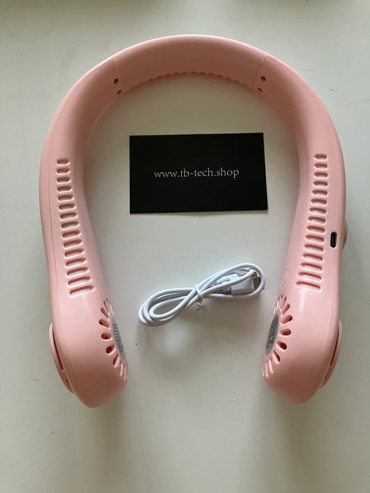 - Ventilatore da Collo Portatile USB Ricaricabile 5 Velocità Mani Libere - Rosa