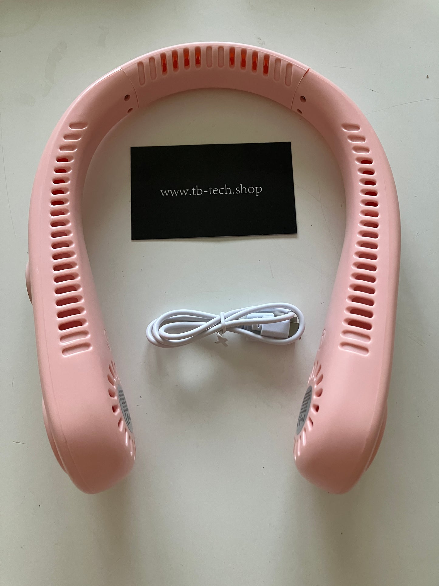 - Ventilatore da Collo Portatile USB Ricaricabile 5 Velocità Mani Libere - Rosa