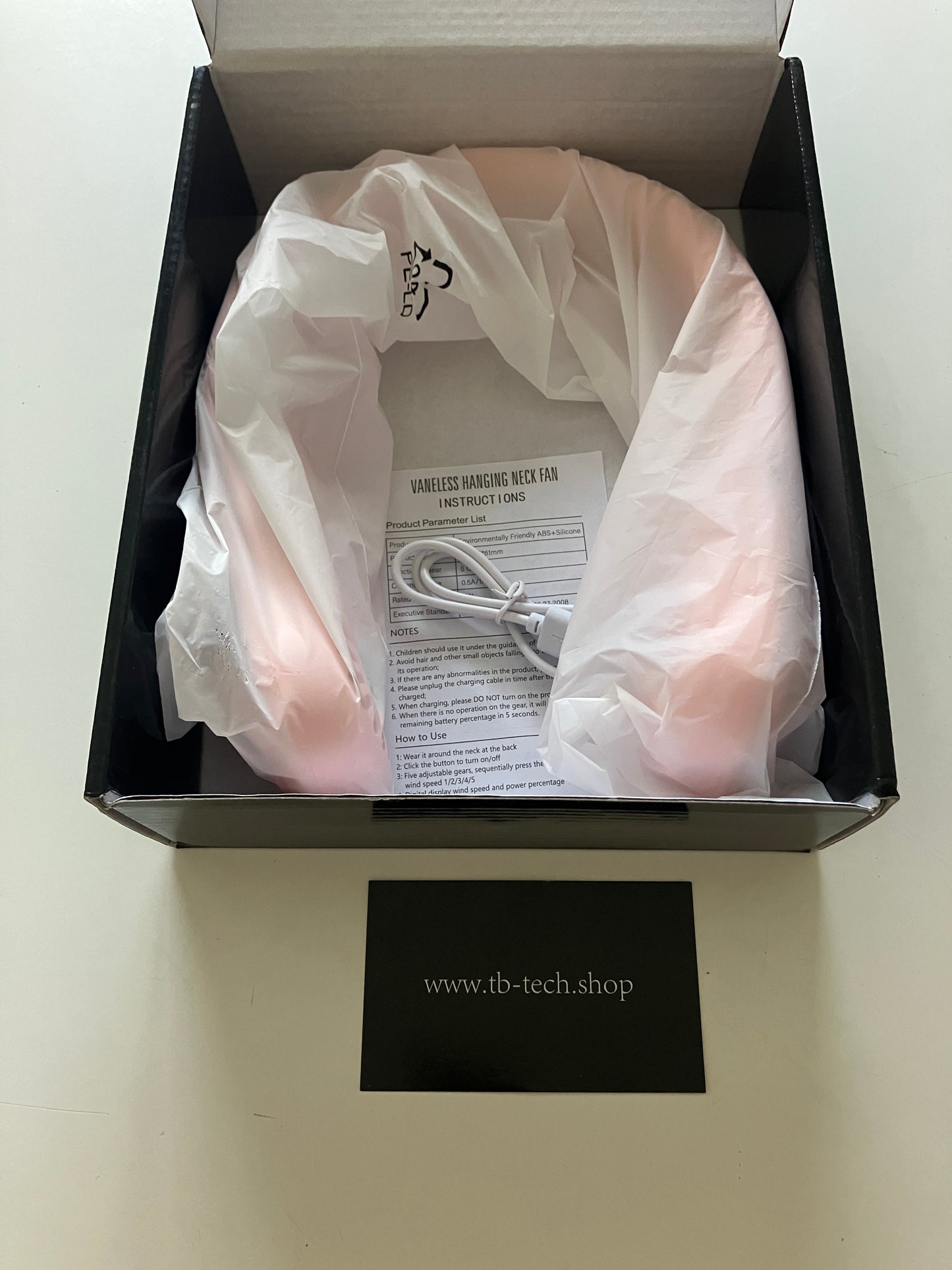 - Ventilatore da Collo Portatile USB Ricaricabile 5 Velocità Mani Libere - Rosa