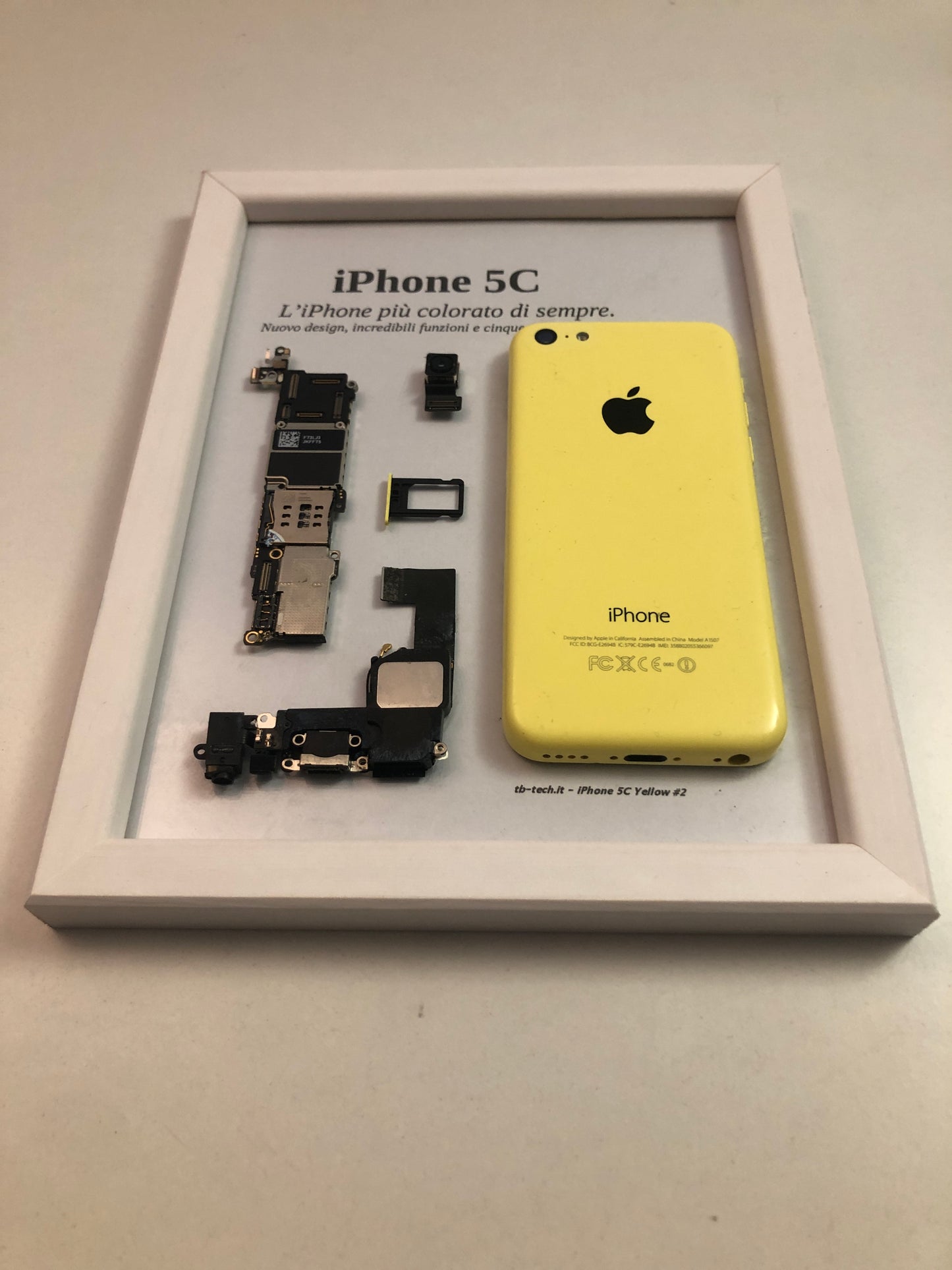 iPhone 5C Yellow A1507 Disassemblato e Incorniciato Teardown - ESSENTIAL-BASE